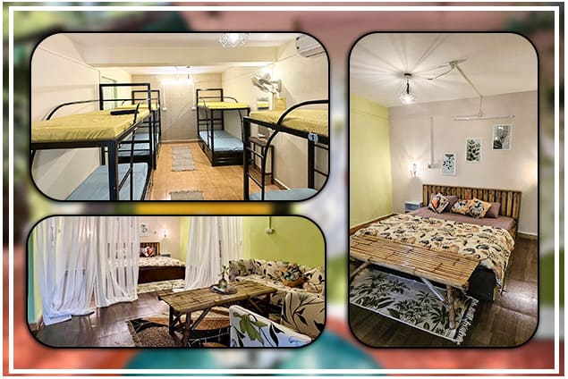 Dorm, private and studio rooms at Endless Blue Hostel, Anjuna, North Goa